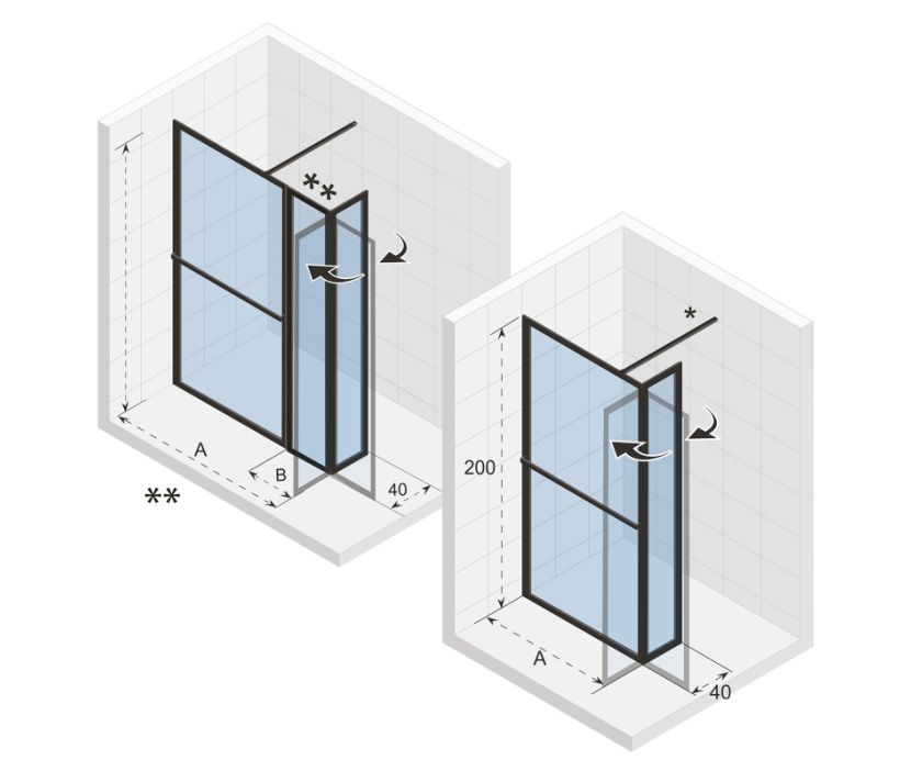 Riho LUCID 402 SWING zuhanykabin transparent üveggel 140x40x200cm Matt fekete G005062121  KÉRJE EGYEDI ÁRAJÁNLATUNKAT!