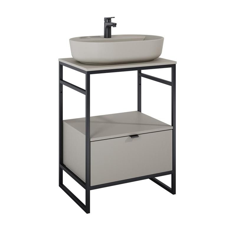 AREZZO design NEBO alsószekrény 60 cm-es, 1 fiókkal, matt beige, matt fekete (2 doboz) - AR-168757SET