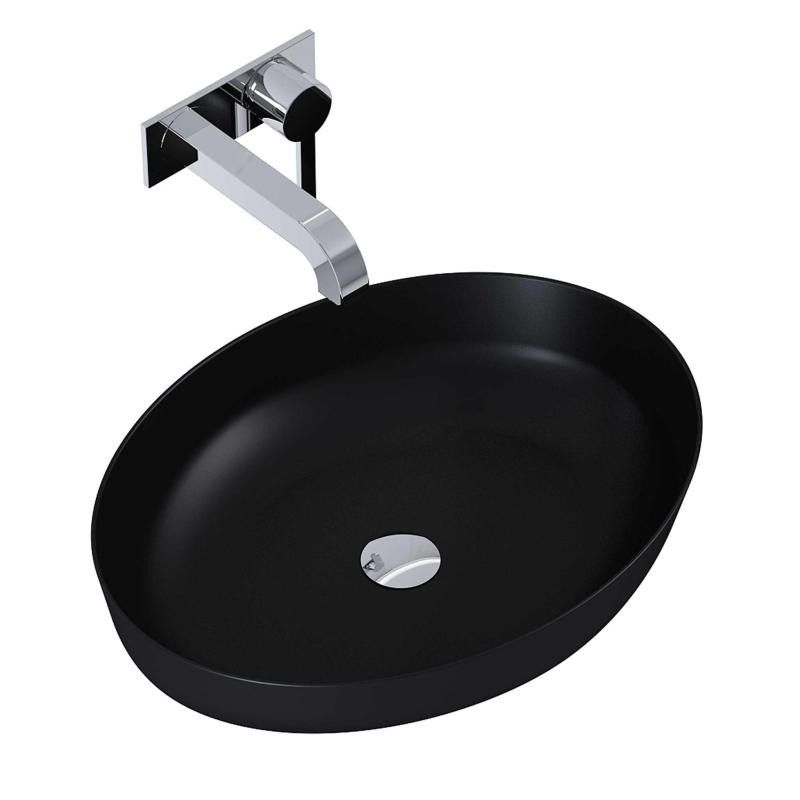 AREZZO design pultra ültethető mosdó RIKA 52x40 matt fekete - AR-145001