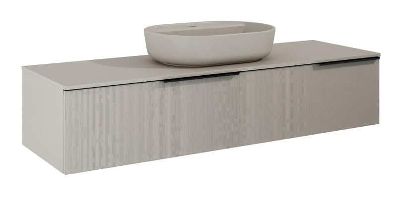 AREZZO design MONTEREY GLASS 160 cm-es alsószekrény 2 fiókkal, beige színben - AR-169483