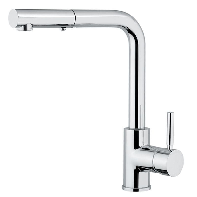 BUGNATESE 2288NS KOBUK Kihúzható zuhanyfejes mosogatócsaptelep tört kifolyóval szálcsiszolt nikkel színben