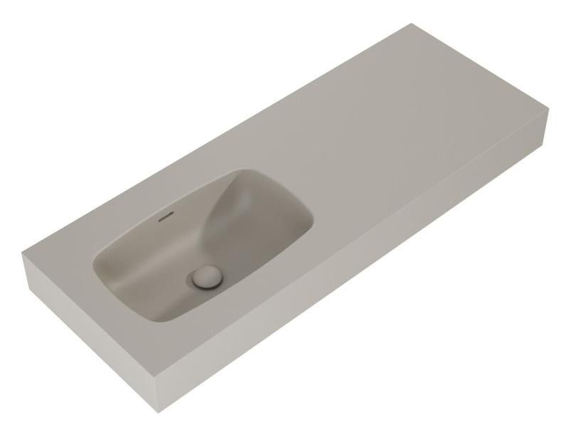 AREZZO design MABEL öntöttmárvány falra szerelhető mosdó 120 cm (60+60) bal, matt beige - AR-168874