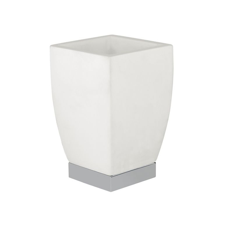 BUGNATESE 30803CR VINTAGE Álló pohártartó szögletes fényes fehér kerámitartóval króm színben