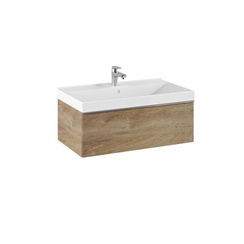 AREZZO design MONTEREY 80 cm-es alsószekrény 1 fiókkal Canela tölgy színben, szifonkivágással - AR-167251