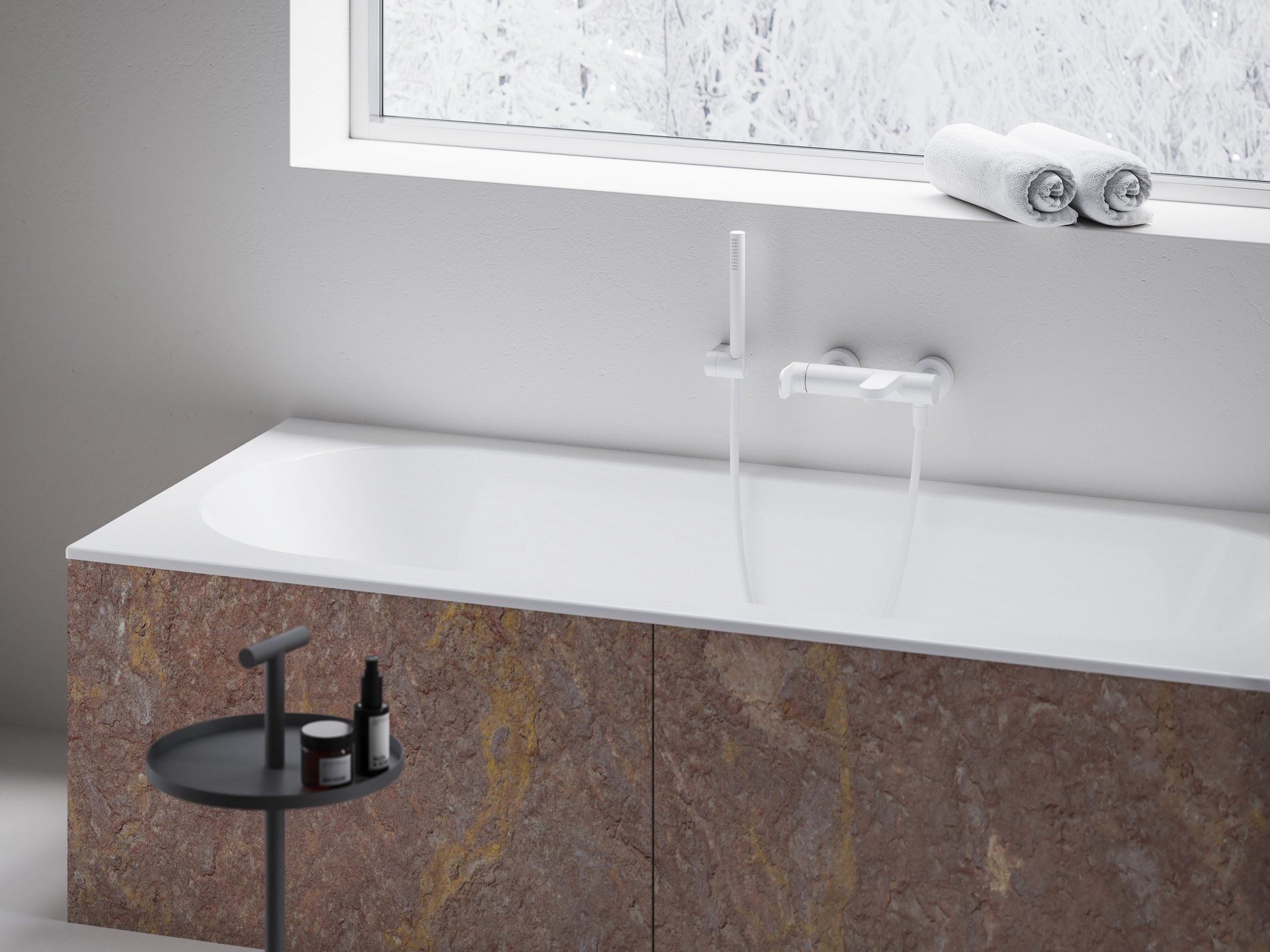 RAVAK X070256 Eleganta fali kádcsaptelep zuhanyszett nélkül EL 022.10WV, White Velvet