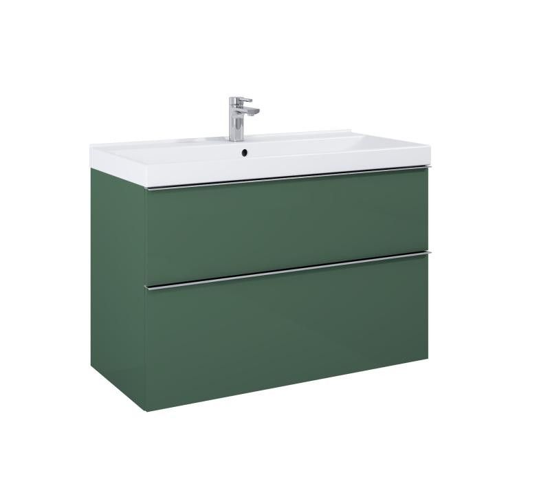 AREZZO design MONTEREY 100 cm-es alsószekrény 2 fiókkal Matt zöld színben, szifonkivágással - AR-168562