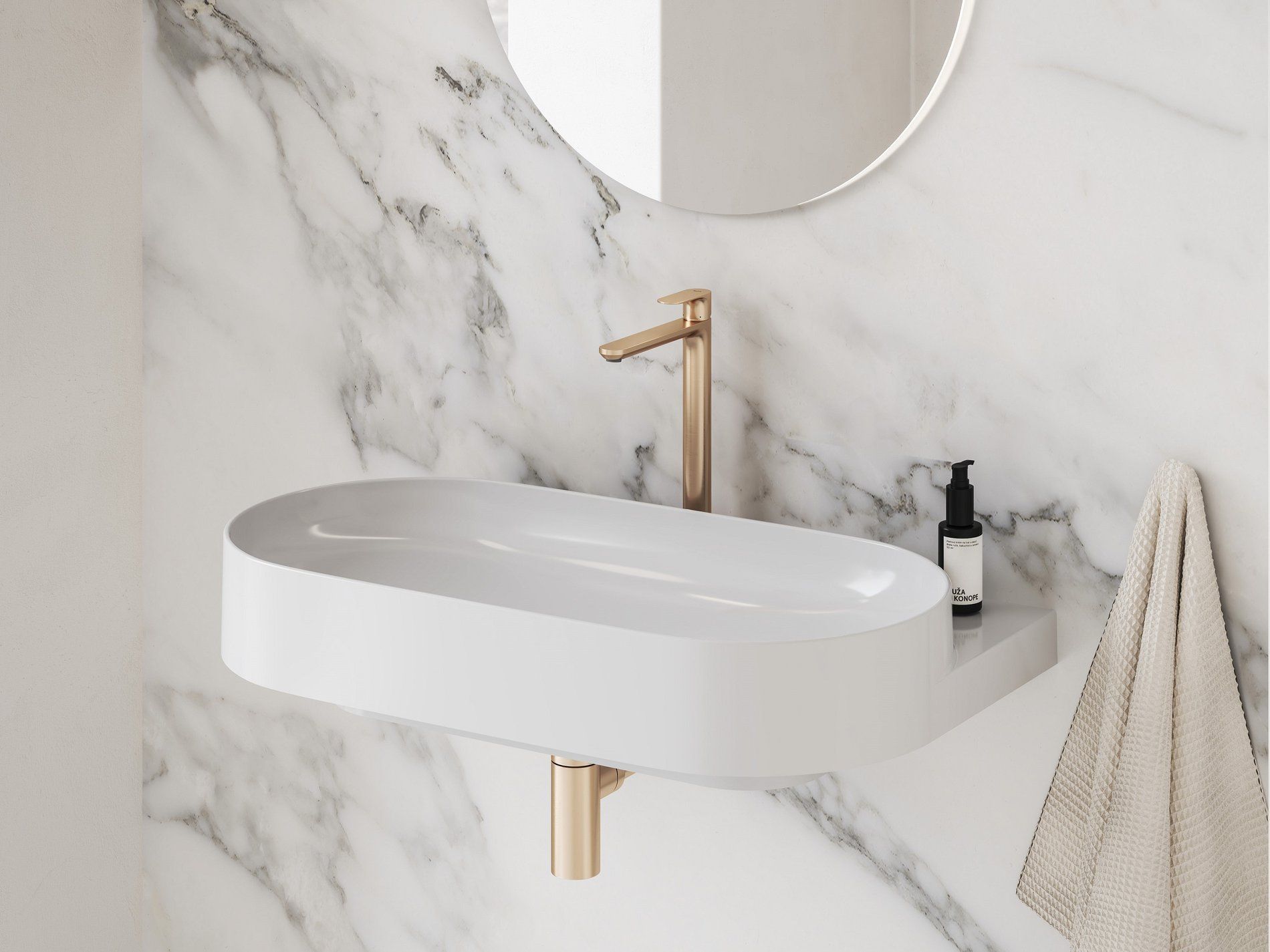 RAVAK X070423 Eleganta álló mosdócsaptelep BeCool 335 mm leeresztő nélkül EL 015.61RGB, rose gold