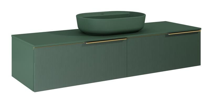 AREZZO design MONTEREY GLASS 160 cm-es alsószekrény 2 fiókkal, zöld színben - AR-169487