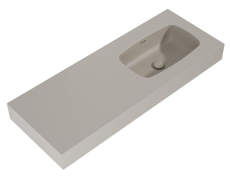 AREZZO design MABEL öntöttmárvány falra szerelhető mosdó 120 cm (60+60) jobb, matt beige - AR-168882