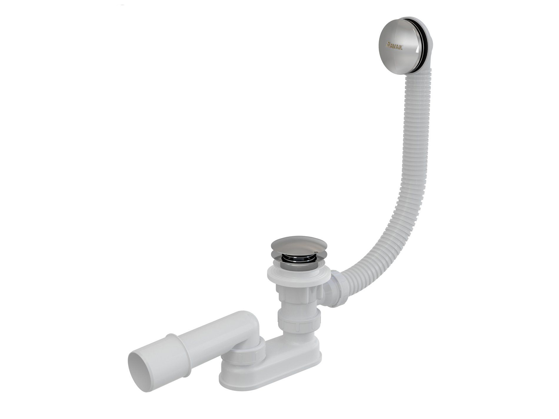 RAVAK X01377 Kád le/túlfolyószett 570 Click-Clack, krómozott fedél