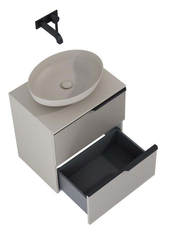 AREZZO design MONTEREY GLASS 60 cm-es alsószekrény, 2 fiókkal, matt beige - AR-168741