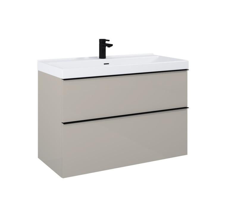 AREZZO design MONTEREY 100 cm-es alsószekrény 2 fiókkal Matt beige színben, szifonkivágással - AR-168589