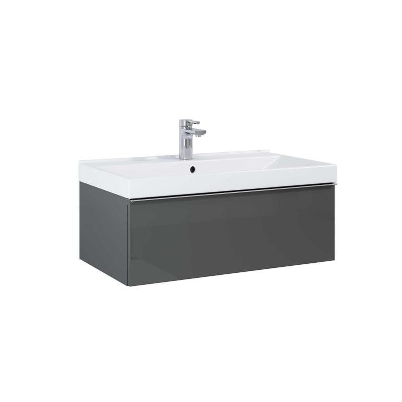AREZZO design MONTEREY 80 cm-es alsószekrény 1 fiókkal Mf. antracit színben, szifonkivágással - AR-167080