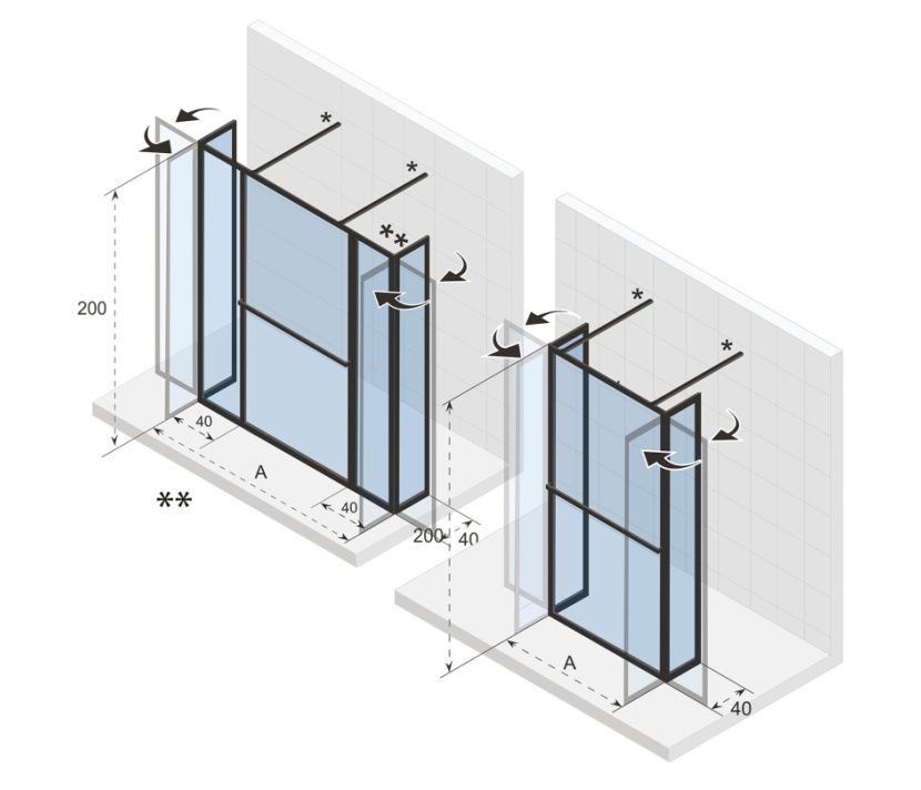 Riho LUCID 404 SWING zuhanykabin transparent üveggel 95x40x200cm Matt fekete G005065121  KÉRJE EGYEDI ÁRAJÁNLATUNKAT!