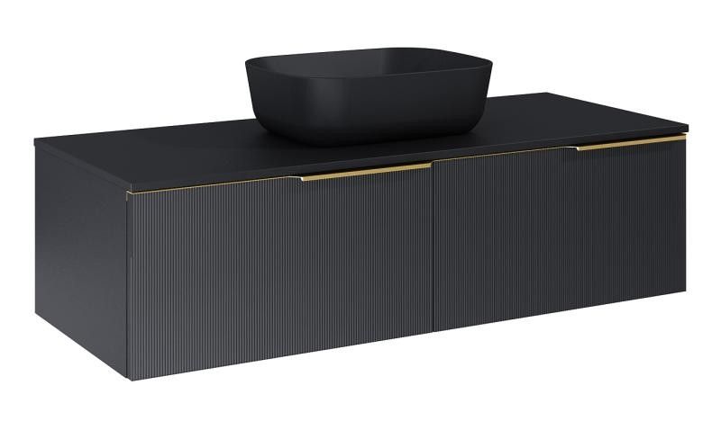 AREZZO design MONTEREY GLASS 120 cm-es alsószekrény 2 fiókkal, fekete színben - AR-169480