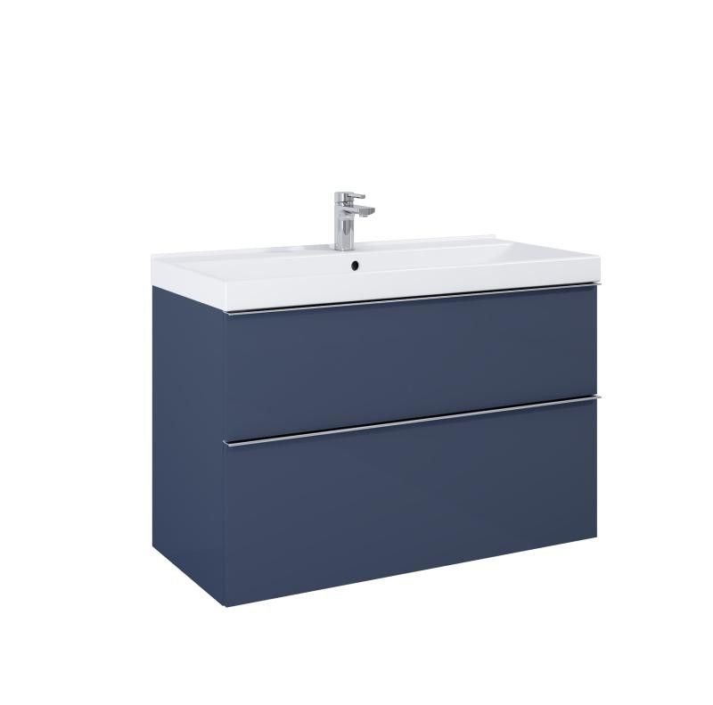 AREZZO design MONTEREY 100 cm-es alsószekrény 2 fiókkal Matt kék színben, szifonkivágással - AR-168576