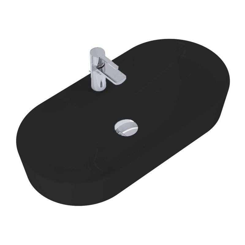 AREZZO design pultra ültethető mosdó BABETTE 82X41 matt fekete - AR-145105
