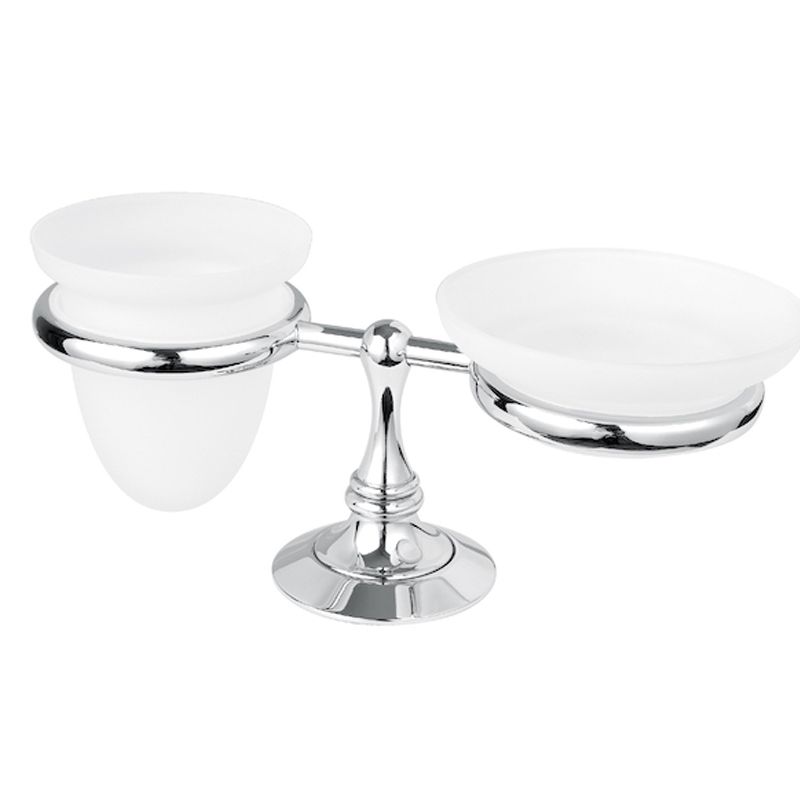 BUGNATESE 25801CR TRADIZIONALE Álló szappan- és pohártartó fehér kerámiával króm színben