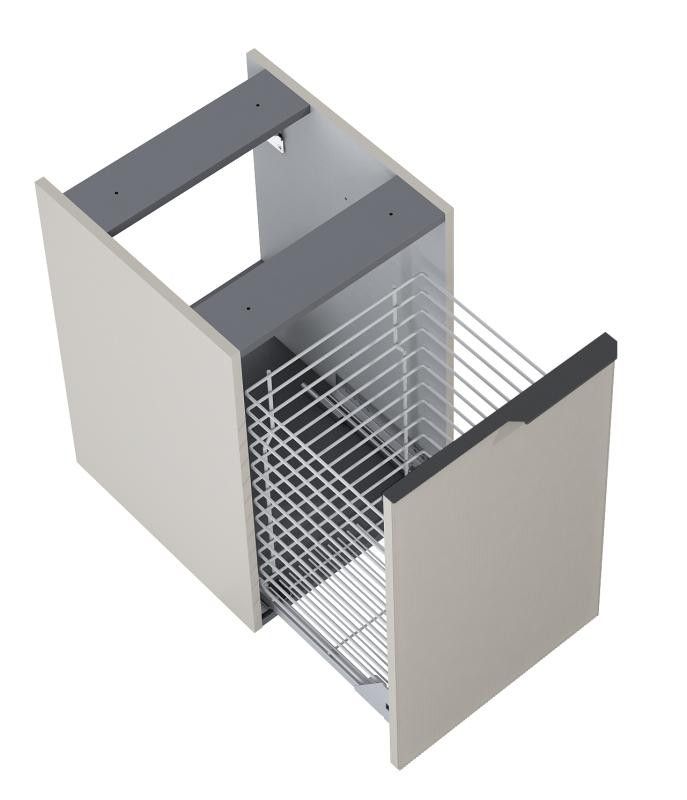 AREZZO design MONTEREY GLASS 40 cm-es oldalszekrény szennyeskosárral beige színben - AR-169408