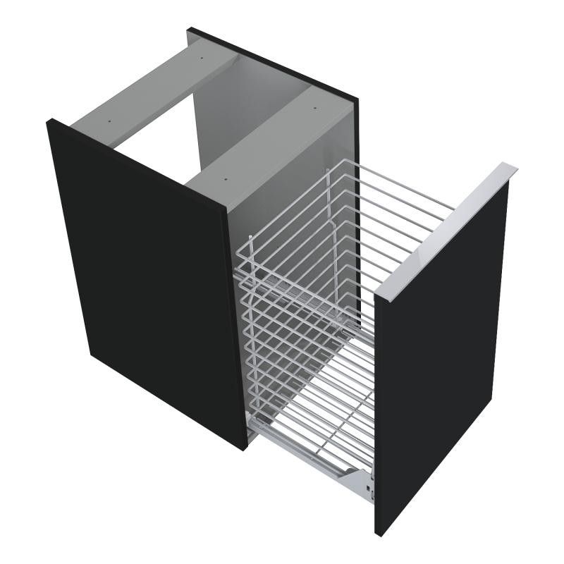 AREZZO design MONTEREY 40 cm-es oldalszekrény szennyeskosárral Matt fekete színben - AR-168113