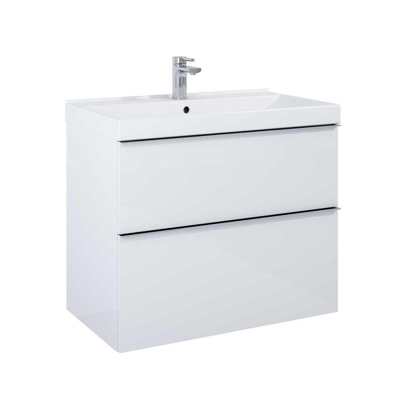 AREZZO design MONTEREY 80 cm-es alsószekrény 2 fiókkal Matt Fehér színben, szifonkivágással - AR-167596