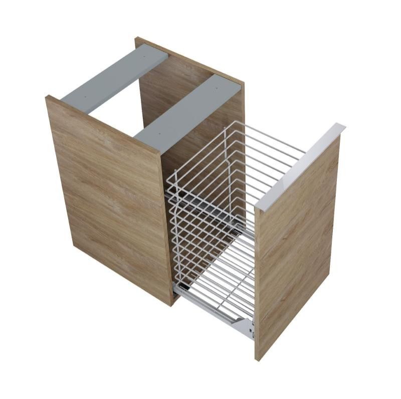 AREZZO design MONTEREY 40 cm-es oldalszekrény szennyeskosárral Canela tölgy színben - AR-167359