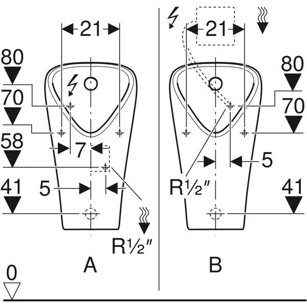 Geberit 501.655.00.8 Narva vizelde, hátsó bekötésű, hátsó vagy alsó kifolyású