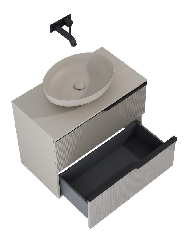 AREZZO design MONTEREY GLASS 80 cm-es alsószekrény, 2 fiókkal, matt beige - AR-168744