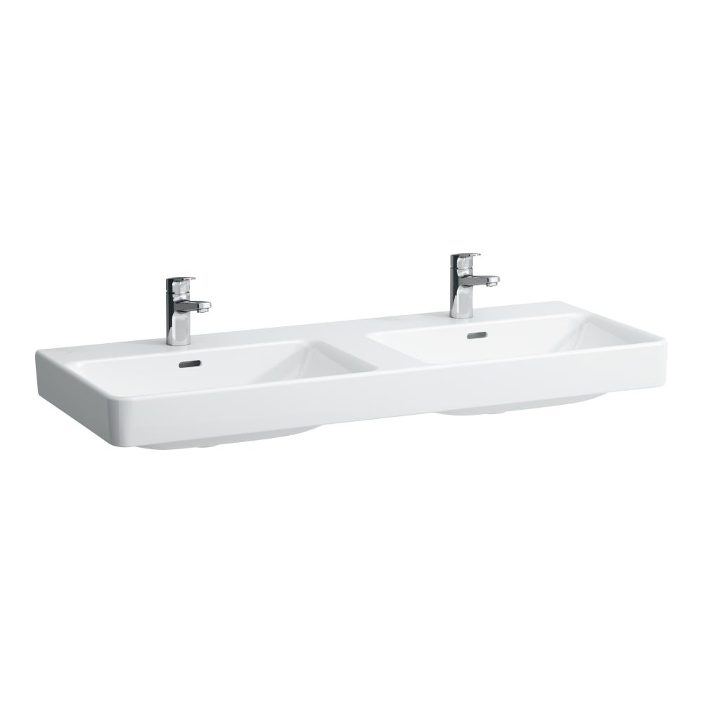 Laufen H8149660001041 PRO S kettős ráépíthető kétmedencés mosdó 120x46cm ,1 nyitott csaplyukkal, túlfolyóval