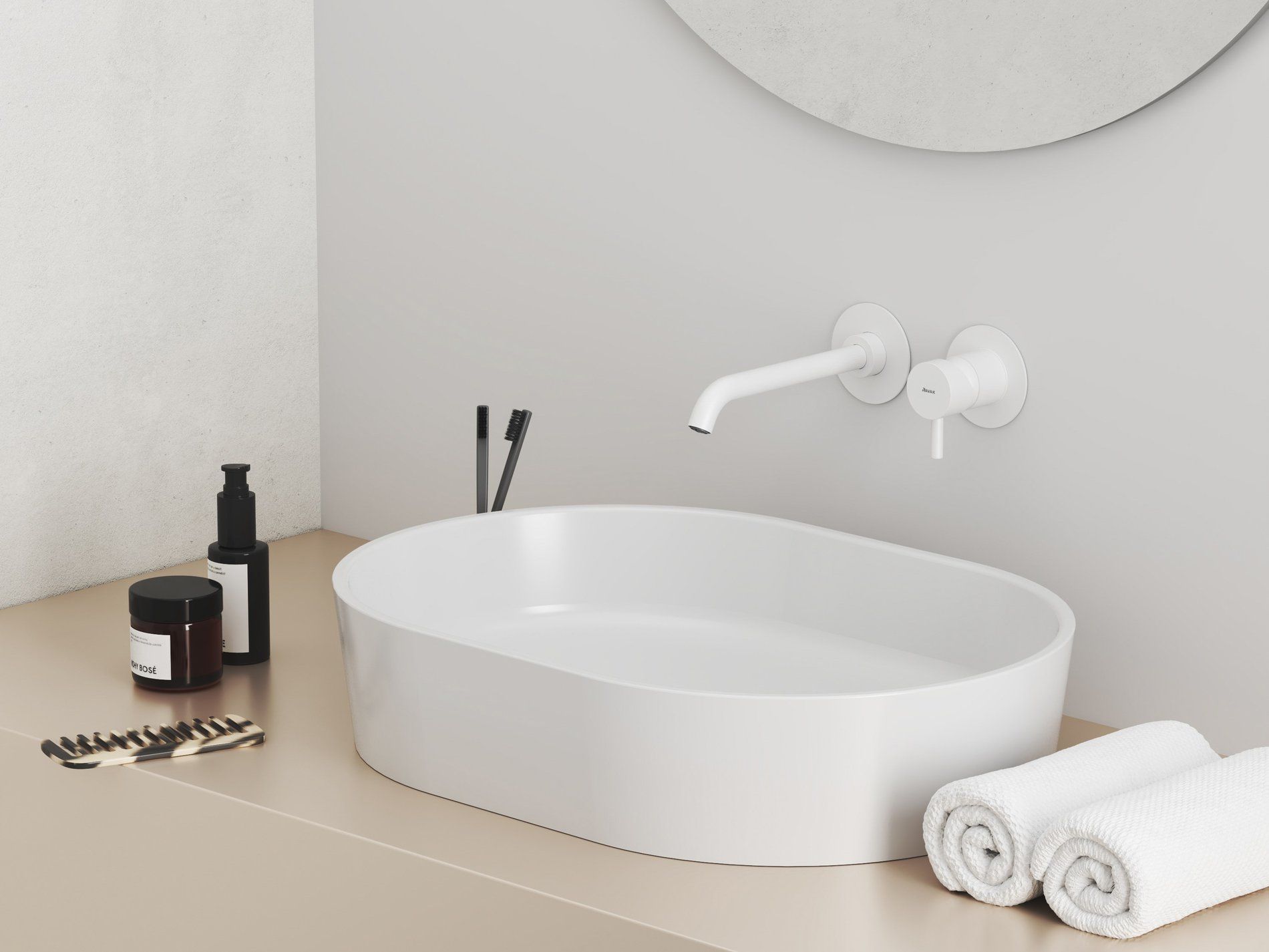 RAVAK X070241 Espirit falba süllyesztett mosdócsaptelep belső egység nélkül ES 019.10WV.O1.RB07B, White Velvet